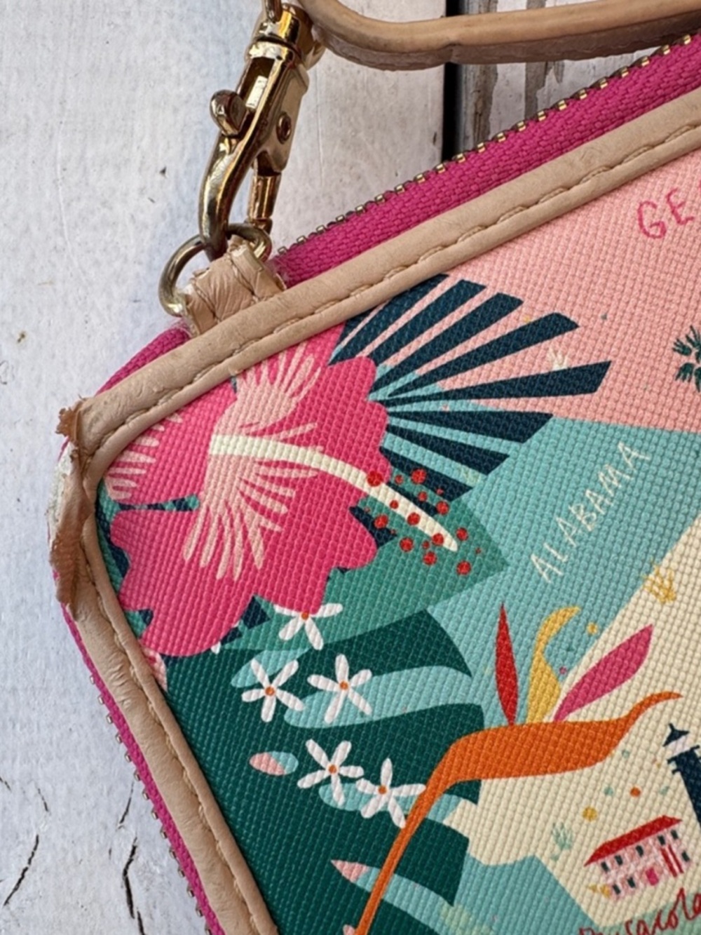 Spartina 449 Florida Maps Collection Crossbody Bag with Florida Notebook - Picture 5 of 12